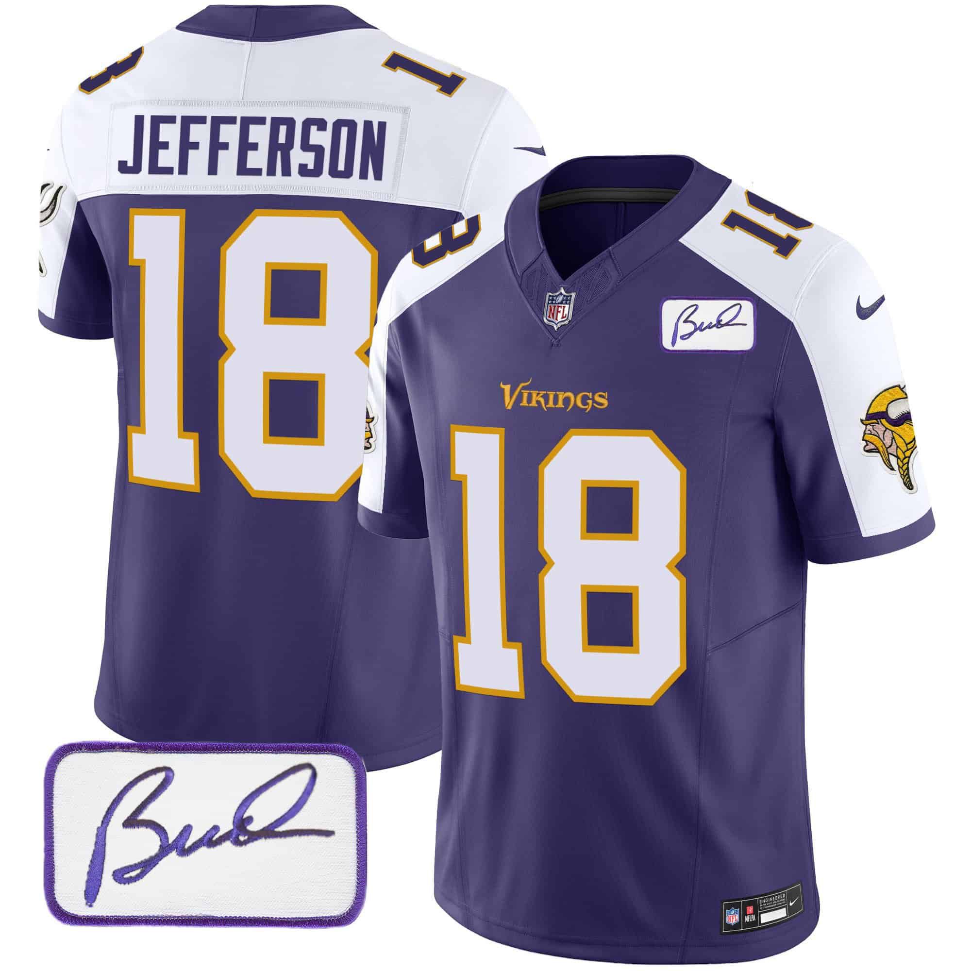 Men Minnesota Vikings #18 Jefferson Purple 2024 Nike Bud Grant Patch Classic Limited NFL Jersey style 4->indianapolis colts->NFL Jersey